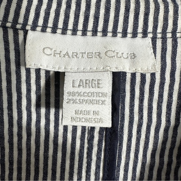 Charter Club sz. Large seersucker blue/white jacket, spring, nautical - Picture 3 of 11